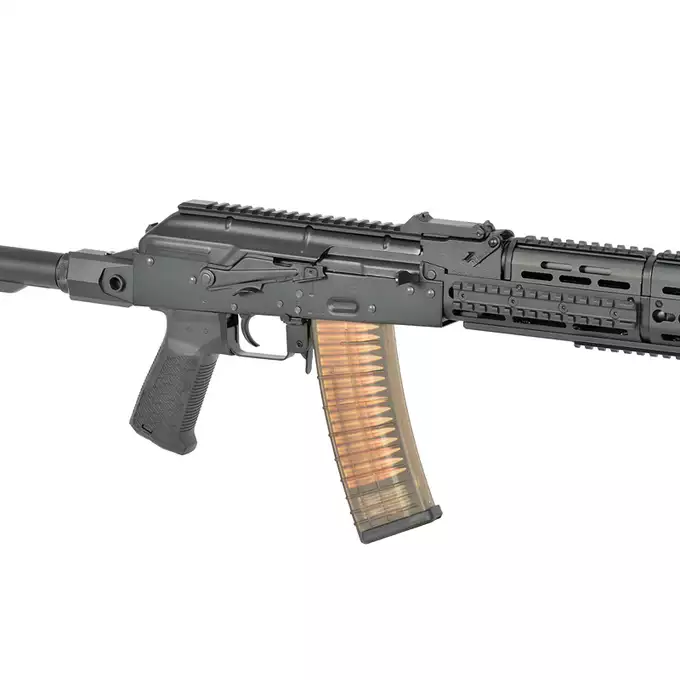 [Zestaw] Replika Strike Industries AK-TRAX Eshooter ETU - Black [EMG] + Magazynek Mid-Cap Bułgarski na 150 Kulek Do Serii AK [CYMA]