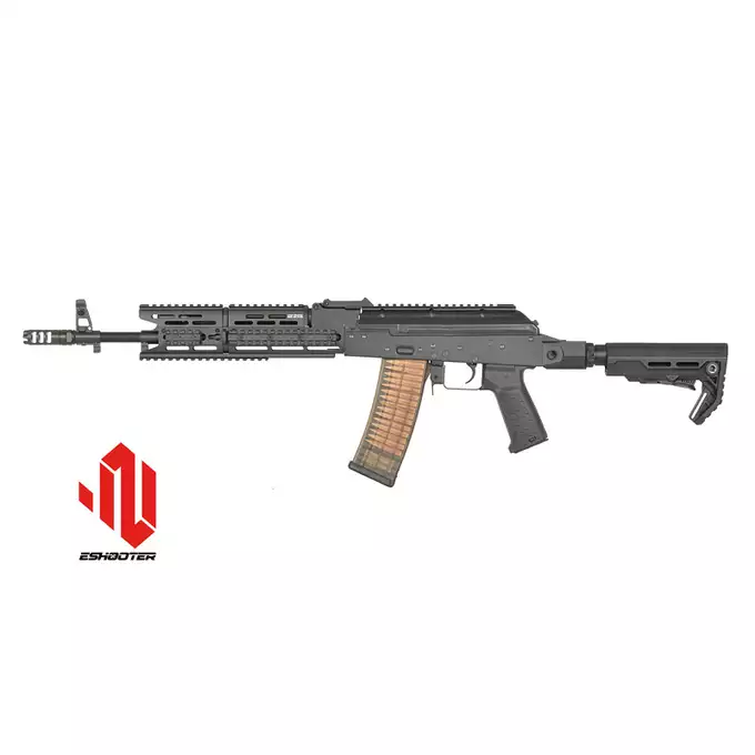 [Zestaw] Replika Strike Industries AK-TRAX Eshooter ETU - Black [EMG] + Magazynek Mid-Cap Bułgarski na 150 Kulek Do Serii AK [CYMA]