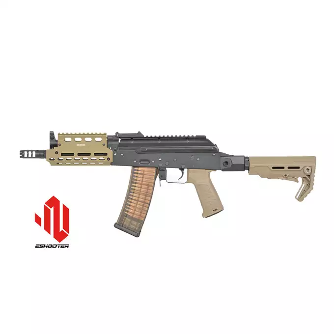 [Zestaw] Replika Strike Industries AK-TRAX CQB - Tan + Eshooter [EMG] + Maverick-II Plus 1x22 SOL Solar Power Red Dot Sight - black [Vector Optics]