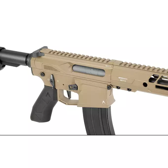 [Zestaw] Replika karabinka M920A  Aeroknox AX//15 ETU Wireless TAN [DE] + Tłumik podświetlający kulki z efektem płomienia Flare M [Eshooter]