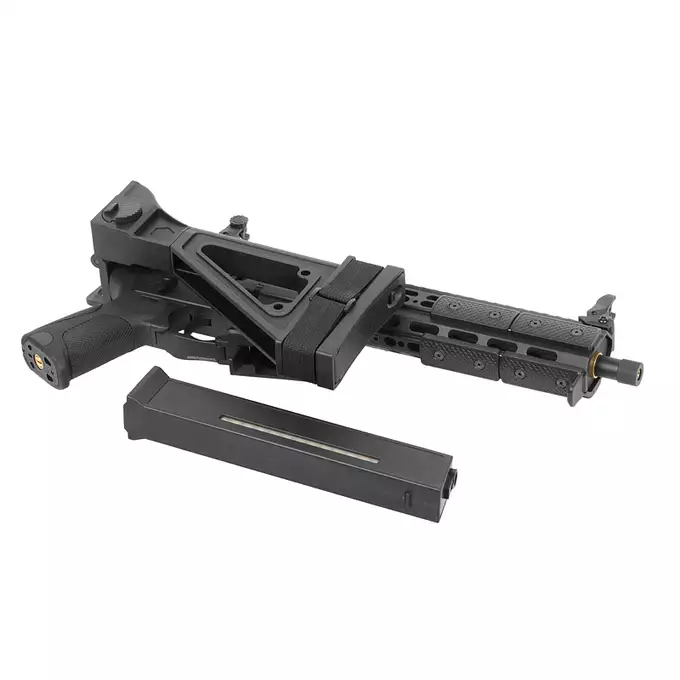 [Zestaw] M917C UTR45 - Black [DE Airsoft] + Prosty magazynek na 120 kulek do MP5/CM.106 [CYMA] + Adapter magazynka MP5/UTR [Hades Airsoft]