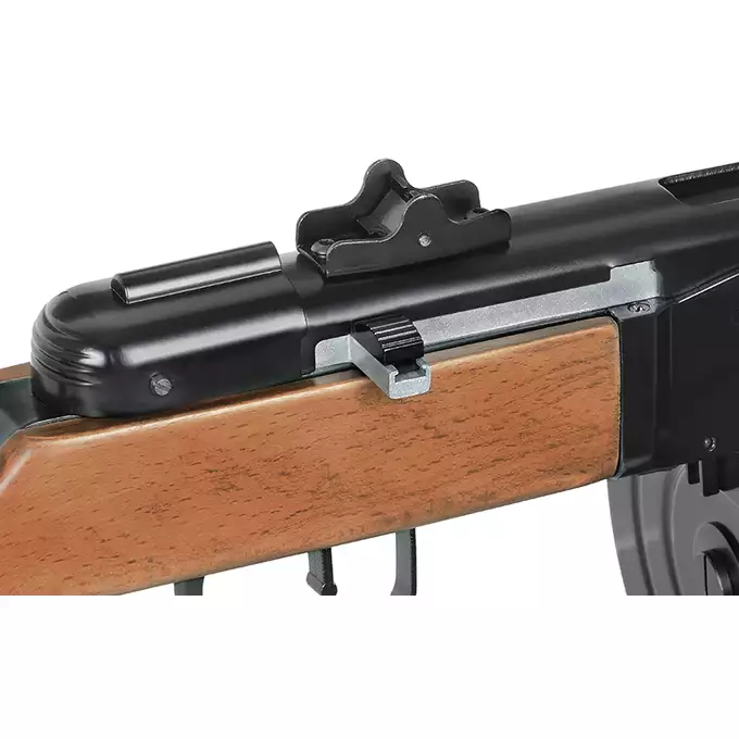 [Zestaw] Replika pistoletu maszynowego PPSz EBB - (ABS Stock Version) [S&amp;T] + Stalowy Magazynek na 130 kulek do repliki SW-09 PPSH-41 - Black [S&amp;T]
