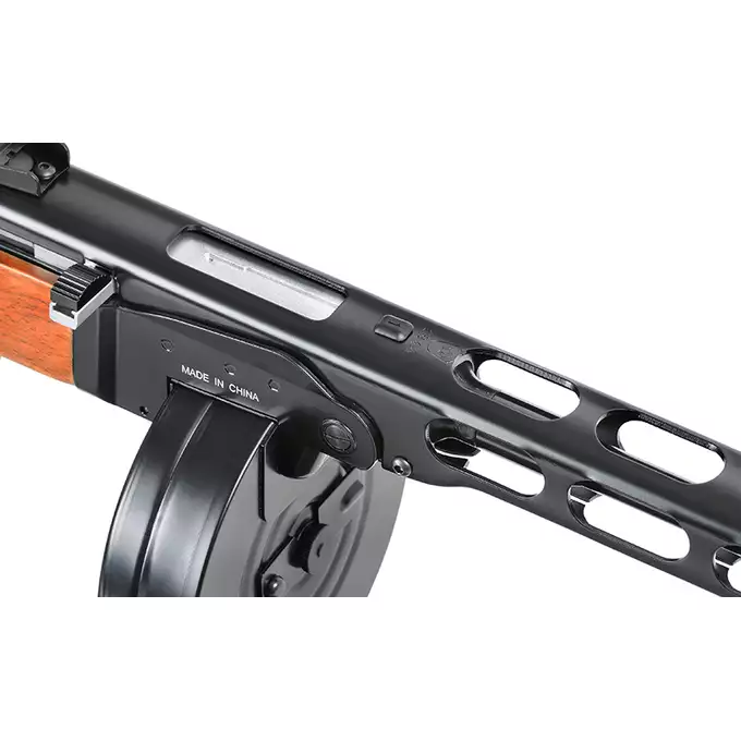 [Zestaw] Replika pistoletu maszynowego PPSz - Real Wood [S&amp;T] + Stalowy Magazynek na 130 kulek do repliki SW-09 PPSH-41 - Black [S&amp;T]