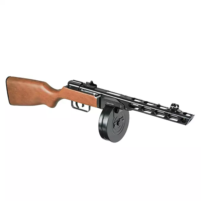 [Zestaw] Replika pistoletu maszynowego PPSz EBB - (ABS Stock Version) [S&amp;T] + Stalowy Magazynek na 130 kulek do repliki SW-09 PPSH-41 - Black [S&amp;T]