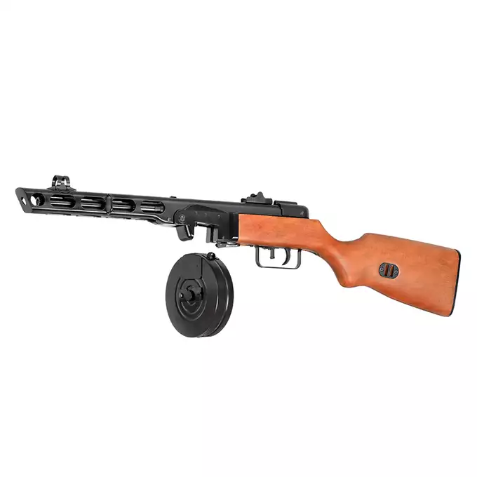[Zestaw] Replika pistoletu maszynowego PPSz - Real Wood [S&amp;T] + Stalowy Magazynek na 130 kulek do repliki SW-09 PPSH-41 - Black [S&amp;T]