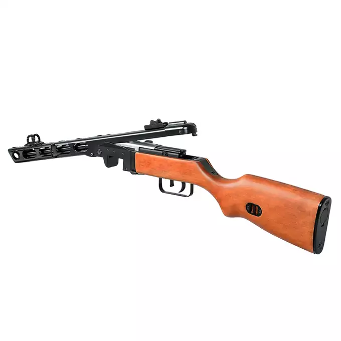 [Zestaw] Replika pistoletu maszynowego PPSz - Real Wood [S&amp;T] + Stalowy Magazynek na 130 kulek do repliki SW-09 PPSH-41 - Black [S&amp;T]