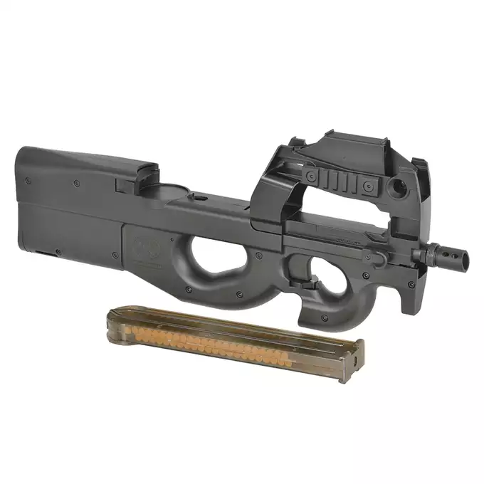 [Zestaw] Replika PM FN P90 z celownikiem [CYBERGUN] + Magazynek Mid-Cap 100 kulek do P90 [Fuxing]