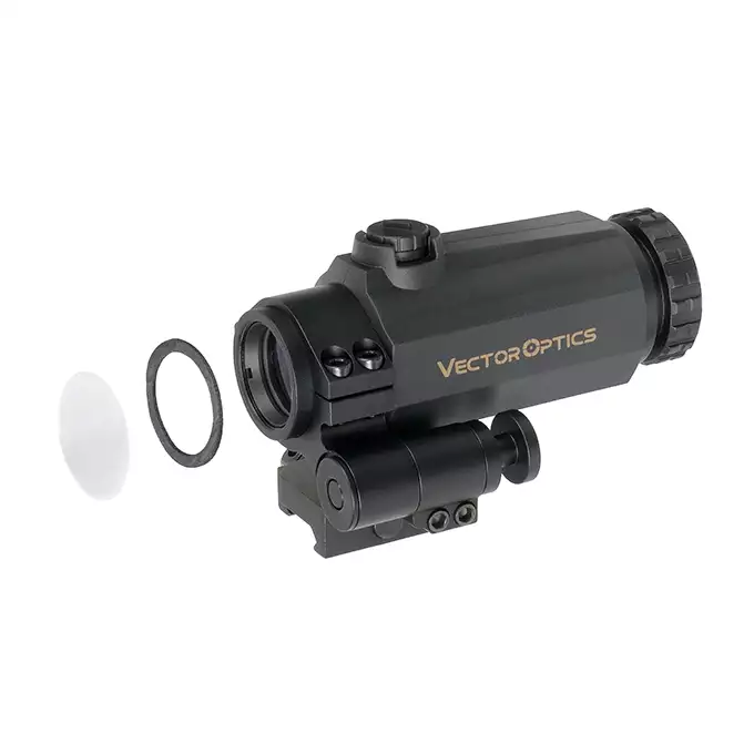[Zestaw] Powiększalnik Maverick Gen3 3x22 Magnifier MIL [Vector Optics] + Komplet 30mm płytek akrylowych do ochrony optyki [VeWar]