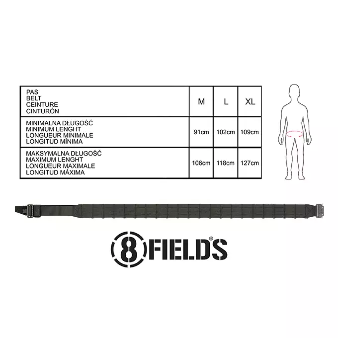 Laser-Cut Tactical Belt - L - Black [8Fields]