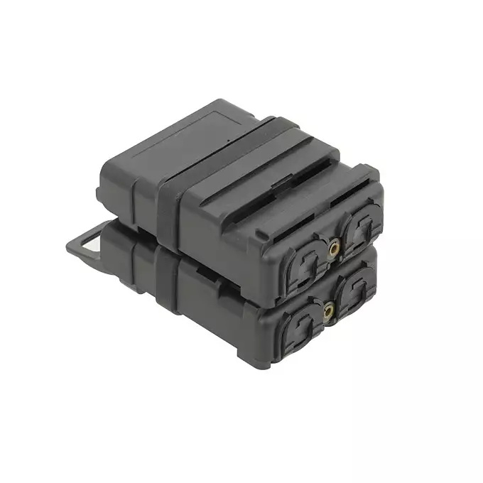 [Zestaw] Sztywny Pas Bojowy MOLLE (M) - Black [8FIELDS] + Polimerowa ładownica na 2 magazynki 5.56 - black [FMA]