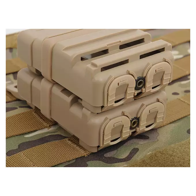 [Zestaw] Sztywny Pas Bojowy MOLLE (M) - Black [8FIELDS] + Polimerowa ładownica na 2 magazynki 5.56 - black [FMA]