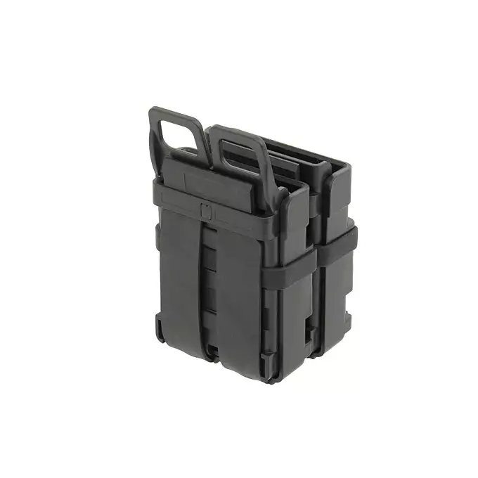 [Zestaw] Sztywny Pas Bojowy MOLLE (M) - Black [8FIELDS] + Polimerowa ładownica na 2 magazynki 5.56 - black [FMA]