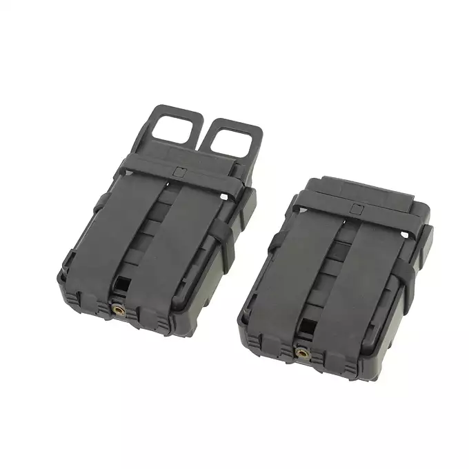 [Zestaw] Sztywny Pas Bojowy MOLLE (M) - Black [8FIELDS] + Polimerowa ładownica na 2 magazynki 5.56 - black [FMA]