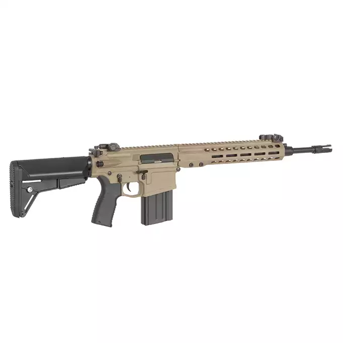 [Zestaw] Replika Barrett Rec10 Eshooter ETU - TAN [EMG] + Magazynek Mid-Cap na 100 kulek do AR-10/SR25 [CYMA]
