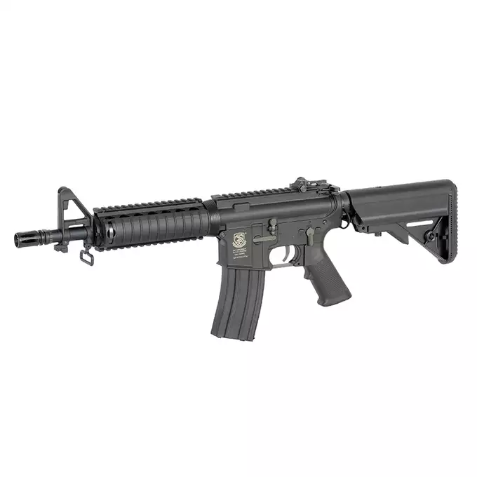 [Zestaw] Replika Karabinka M4 CQB-R MOD0 Sports Line ETU [S&amp;T] + Stalowy magazynek Mid-Cap na 150 kulek do serii AR-15/M4 - Black