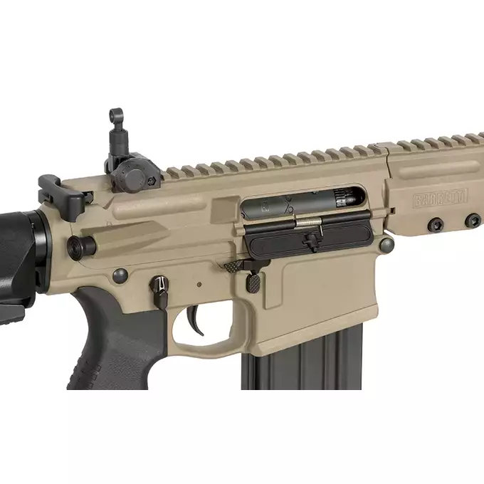 [Zestaw] Replika Barrett Rec10 Eshooter ETU - TAN [EMG] + Magazynek Mid-Cap na 100 kulek do AR-10/SR25 [CYMA]