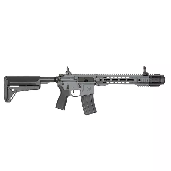 [Zestaw] Replika karabinka SAI GRY 10" SBR - Grey [6mmProShop] + Stalowy magazynek Mid-Cap na 150 kulek do serii AR-15/M4 - Black