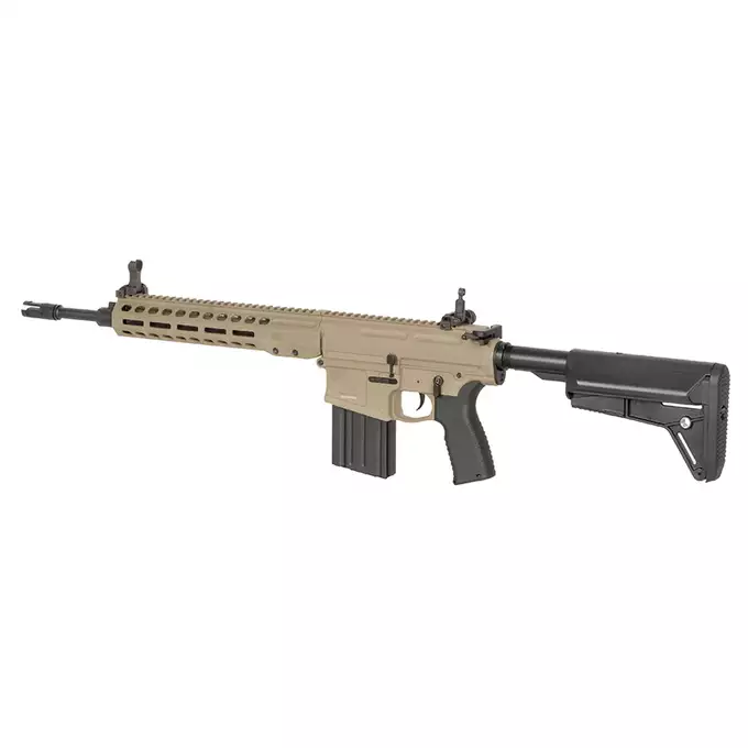 [Zestaw] Replika Barrett Rec10 Eshooter ETU - TAN [EMG] + Magazynek Mid-Cap na 100 kulek do AR-10/SR25 [CYMA]