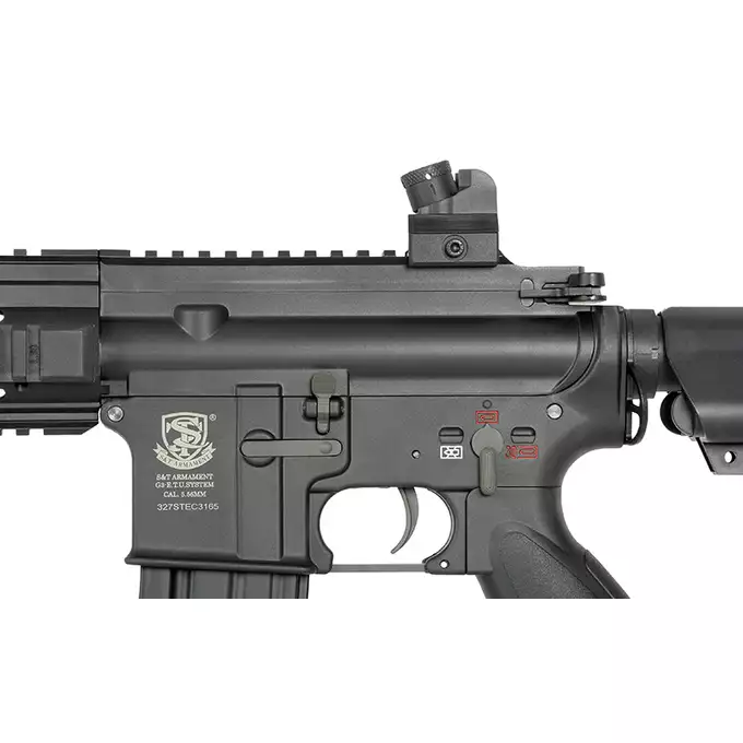 [Zestaw] Replika karabinka ST416D Sports Line ETU [S&amp;T] + Stalowy magazynek Mid-Cap na 150 kulek do serii AR-15/M4 - Black