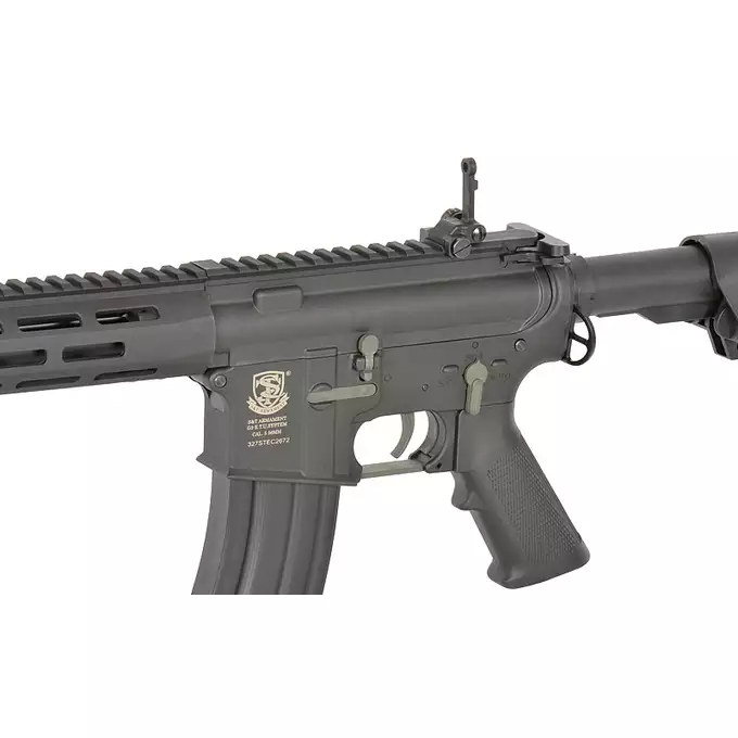 [Zestaw] Replika karabinka M4 CQB URX4 9.5" Sports Line ETU [S&amp;T] + Stalowy magazynek Mid-Cap na 150 kulek do serii AR-15/M4 - Black