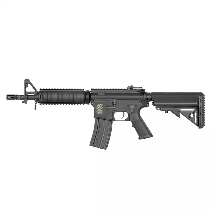 [Zestaw] Replika Karabinka M4 CQB-R MOD0 Sports Line ETU [S&amp;T] + Stalowy magazynek Mid-Cap na 150 kulek do serii AR-15/M4 - Black