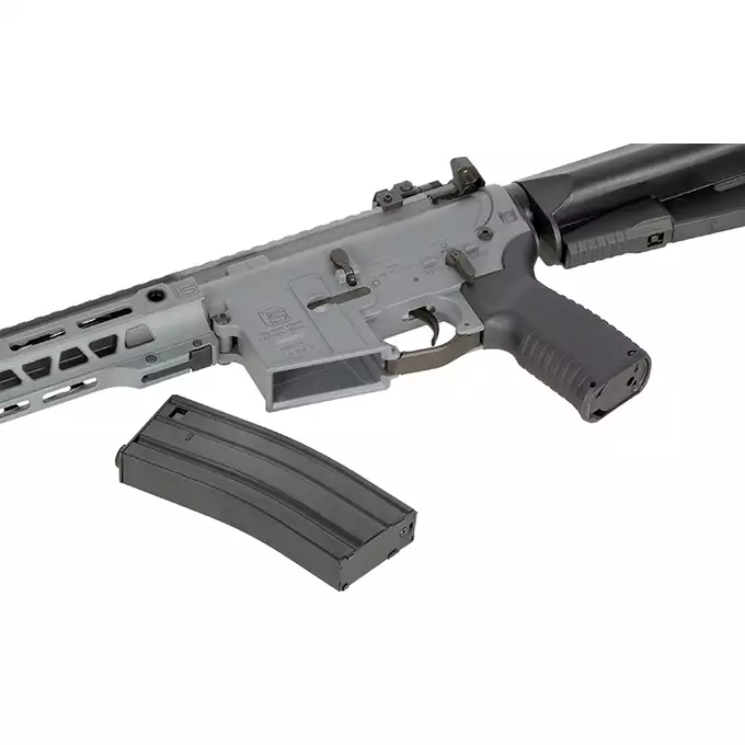 [Zestaw] Replika karabinka SAI GRY 10" SBR - Grey [6mmProShop] + Stalowy magazynek Mid-Cap na 150 kulek do serii AR-15/M4 - Black
