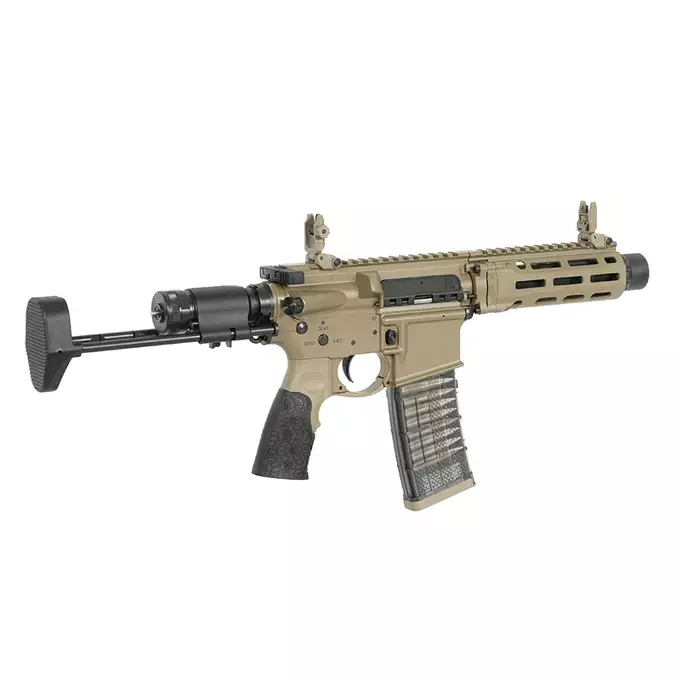 [Zestaw] Gazowa replika Daniel Defense DDM4 CQB PDW - Tan [EMG] + Regulowany zestaw zaworów mocy CGS do TM MWS [CGS]