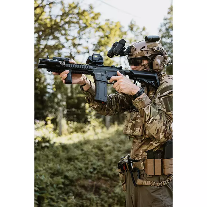 [Zestaw] Replika karabinka Daniel Defense MK18 Mod1 Sports Line ETU [EMG] + Stalowy magazynek mid-cap na 120 kulek do M4/AR15 - Black [S&amp;T]