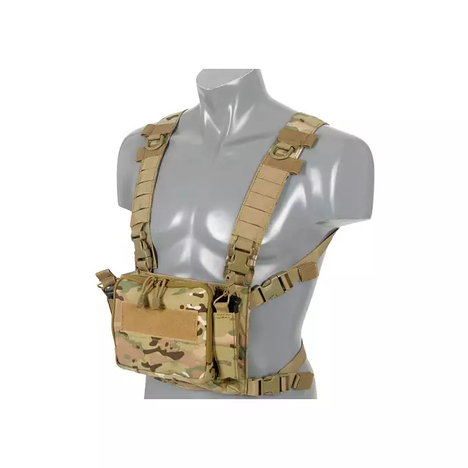 [Zestaw] Kompaktowy wielozadaniowy Chest Rig - Multicamo [8FIELDS] + Potrójna wkładka na magazynki karabinowe AR-15/M4 - Black [8FIELDS]