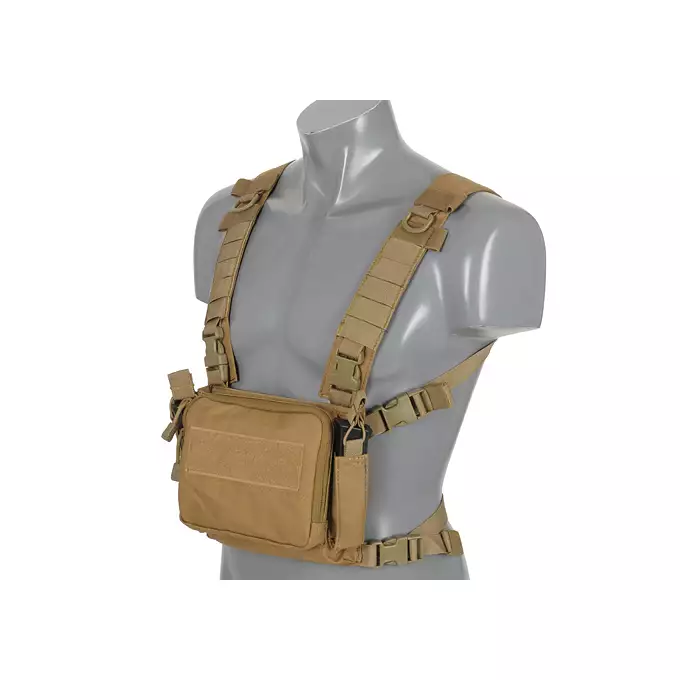 [Zestaw] Kompaktowy wielozadaniowy Chest Rig - Coyote [8FIELDS] + Potrójna wkładka na magazynki karabinowe AR-15/M4 - Black [8FIELDS]