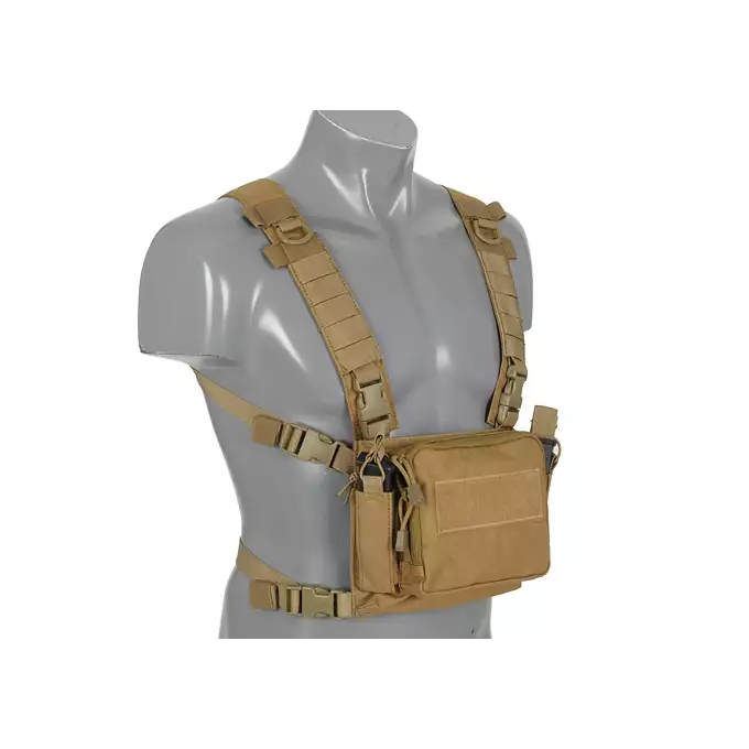 [Zestaw] Kompaktowy wielozadaniowy Chest Rig - Coyote [8FIELDS] + Poczwórna wkładka na magazynki pistoletowe MP5/SMG - Black [8FIELDS]
