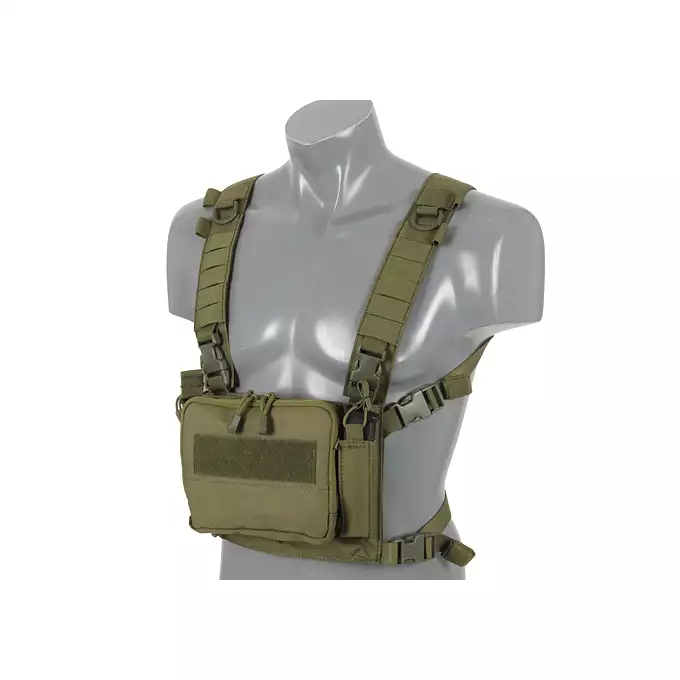 [Zestaw] Kompaktowy wielozadaniowy Chest Rig - Olive [8FIELDS] + Potrójna wkładka na magazynki karabinowe AR-15/M4 - Black [8FIELDS]