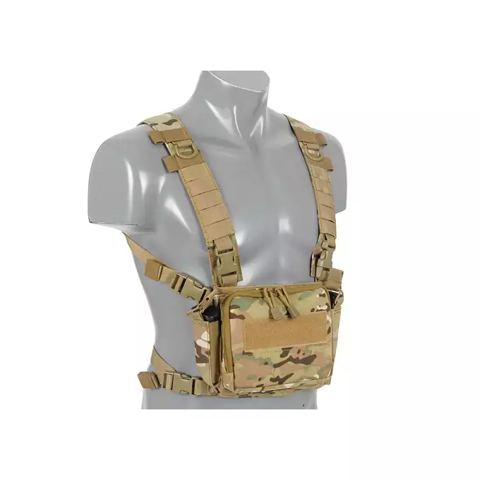 [Zestaw] Kompaktowy wielozadaniowy Chest Rig - Multicamo [8FIELDS] + Poczwórna wkładka na magazynki pistoletowe MP5/SMG - Black [8FIELDS]
