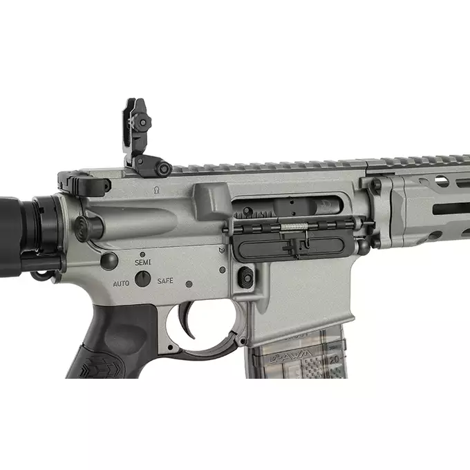 [Zestaw] Gazowa replika Daniel Defense DDM4 CQB PDW - GREY [EMG] + 30-kulkowy gazowy magazynek treningowy Lancer L5AWM .300 BLK - niebieski [EMG]