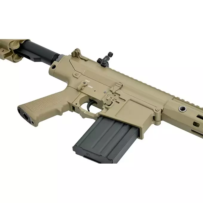 [Zestaw] Replika Airsoftowa EC-903 Edycja Advanced (ulepszony gearbox, programowalny ETU) - Dark Earth [E&amp;C] + Magazynek Mid-Cap Lancer L7AWM 7.62 na 180 kulek do AR-10/SR-25 [EMG]