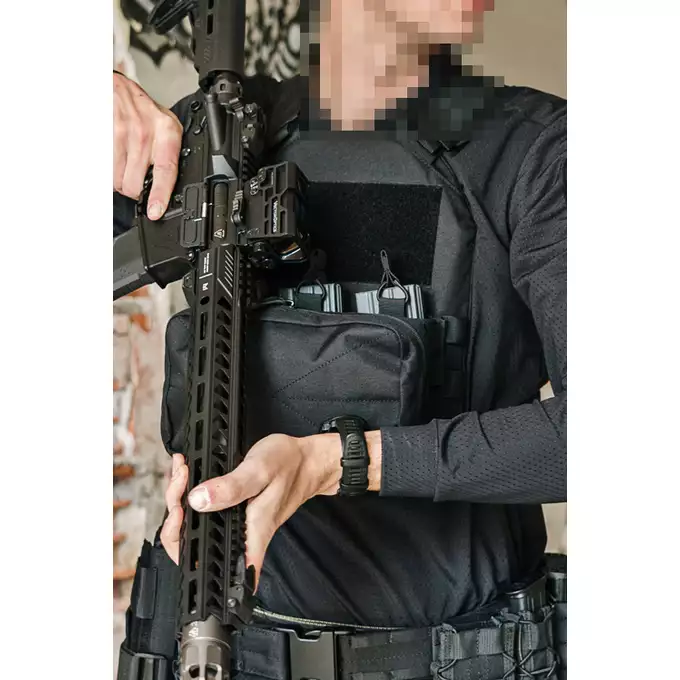 [Zestaw] Prosty Plate Carrier z atrapami miękkich wkładów balistycznych - Black + Elastyczna potrójna ładownica na magazynki pistoletowe - Czarny