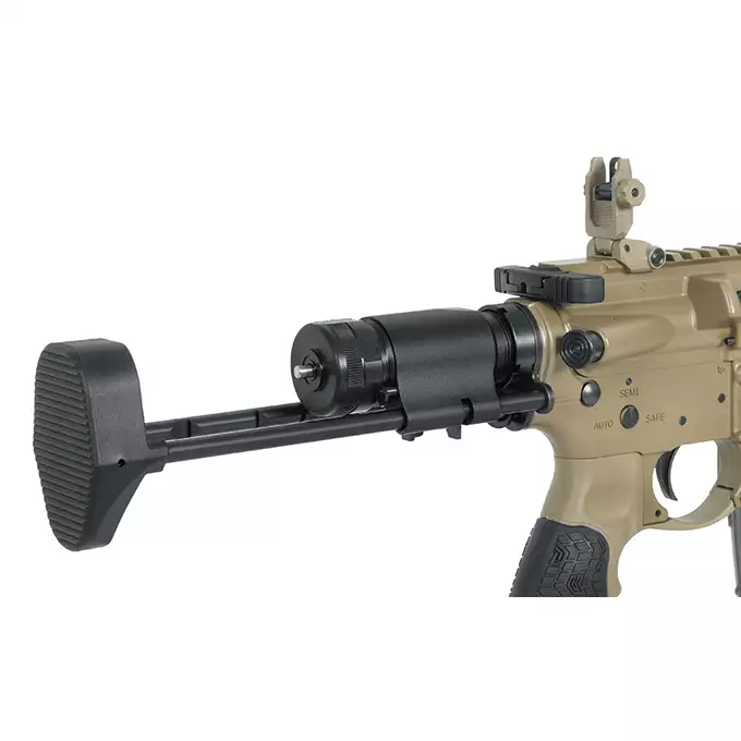 [Zestaw] Gazowa replika Daniel Defense DDM4 CQB PDW - Tan [EMG] + 30-kulkowy gazowy magazynek treningowy Lancer L5AWM .300 BLK - niebieski [EMG]