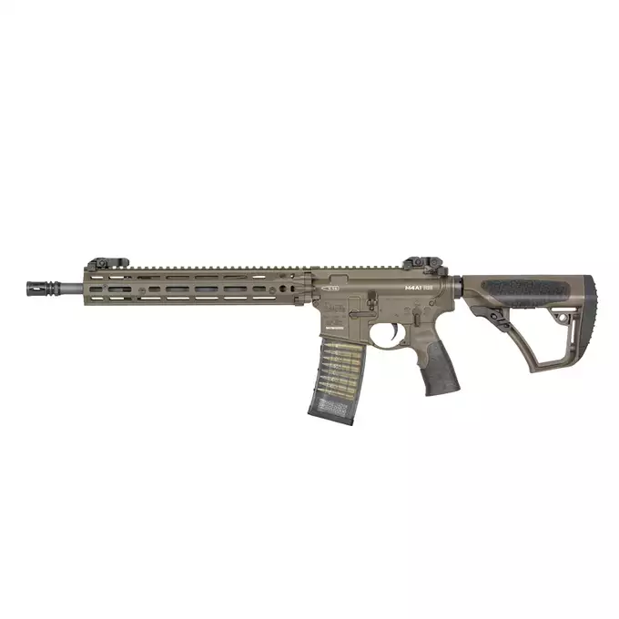 [Zestaw] Replika gazowa karabinka Daniel Defense DDM4 MK18 RIII 12.5 Lightning Serie - Brown [EMG] + 30-kulkowy gazowy magazynek treningowy Lancer L5AWM 5.56 - niebieski [EMG]