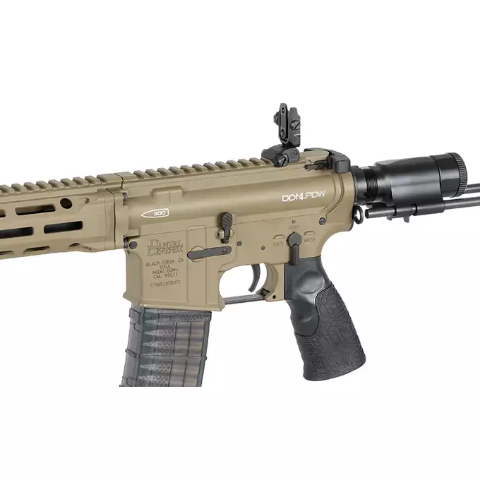 [Zestaw] Replika Daniel Defense DDM4 PDW SBR ESHOOTER ETU - FDE [EMG] + Polimerowy magazynek STRIKE MAG 210 kulek do M4/AR15 - TAN [EMG]