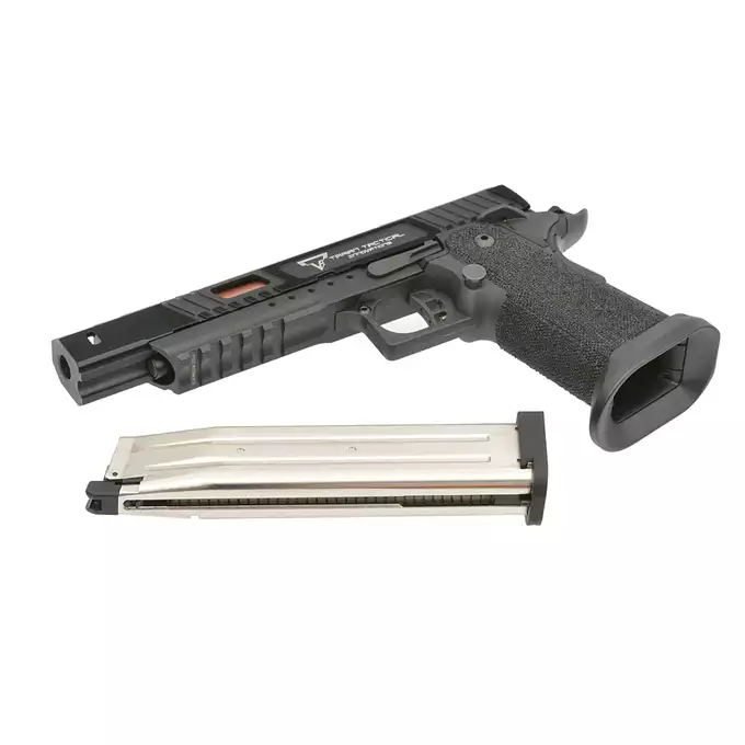 [Zestaw] Replika pistoletu TTI Combat Master Alpha - Black [JAG Arms] + Długi magazynek do modeli Hi-Capa R501/R603/R604 - Silver [JAG Arms]