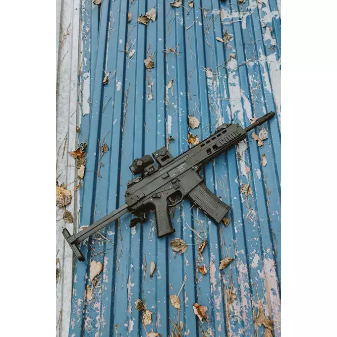 [Zestaw] Replika karabinka B&amp;T APC 556 ETU - Black [ASG] + Polimerowy magazynek STRIKE MAG na 210 kulek do M4/AR15 [EMG]