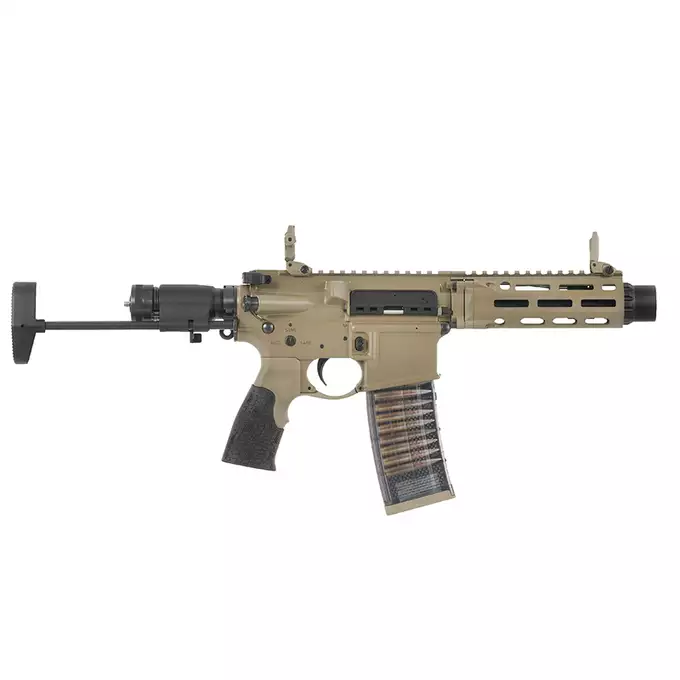 [Zestaw] Gazowa replika Daniel Defense DDM4 CQB PDW - Tan [EMG] + 30-kulkowy gazowy magazynek treningowy Lancer L5AWM .300 BLK - niebieski [EMG]