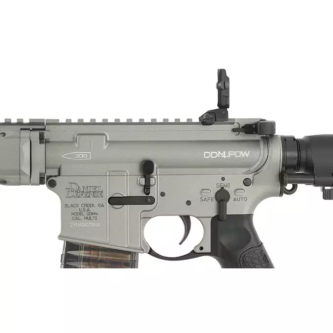 [Zestaw] Gazowa replika Daniel Defense DDM4 CQB PDW - GREY [EMG] + 30-kulkowy gazowy magazynek treningowy Lancer L5AWM .300 BLK - niebieski [EMG]