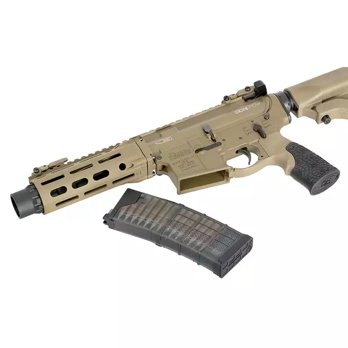 [Zestaw] Replika gazowa karabinka Daniel Defense DDM4PDW - Tan [EMG] + Standard Performance Green Gas 500ml [Nimrod]