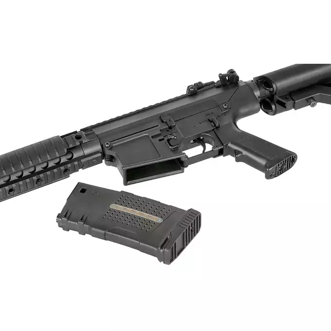 [Zestaw] Replika Karabinu Samopowtarzalnego MK11 Short Sportsline [A&amp;K] + Polimerowy magazynek Mid-Cap na 220 kulek do AR-10/SR25 - Black