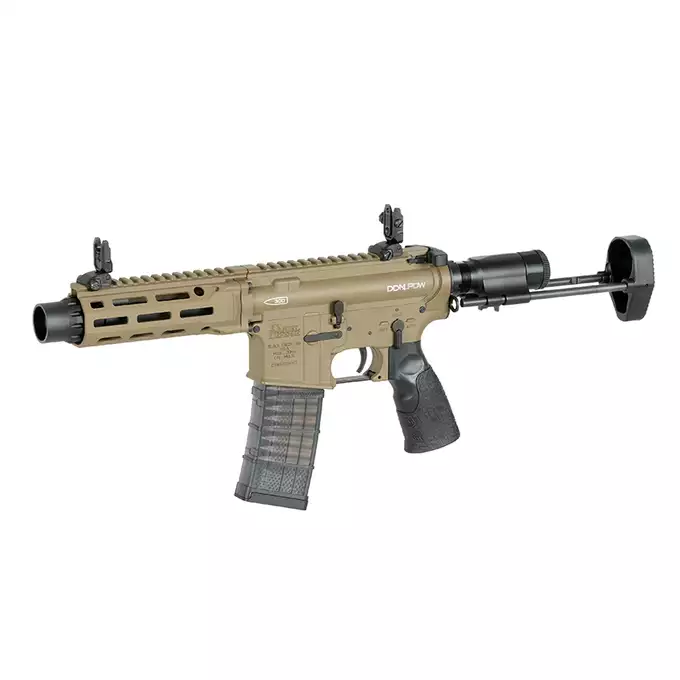 [Zestaw] Replika Daniel Defense DDM4 PDW SBR ESHOOTER ETU - FDE [EMG] + Polimerowy magazynek STRIKE MAG 210 kulek do M4/AR15 - TAN [EMG]