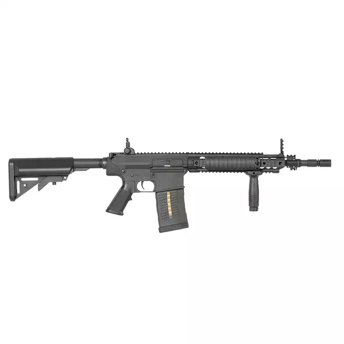 [Zestaw] Replika Karabinu Samopowtarzalnego MK11 Short Sportsline [A&amp;K] + Polimerowy magazynek Mid-Cap na 220 kulek do AR-10/SR25 - Black