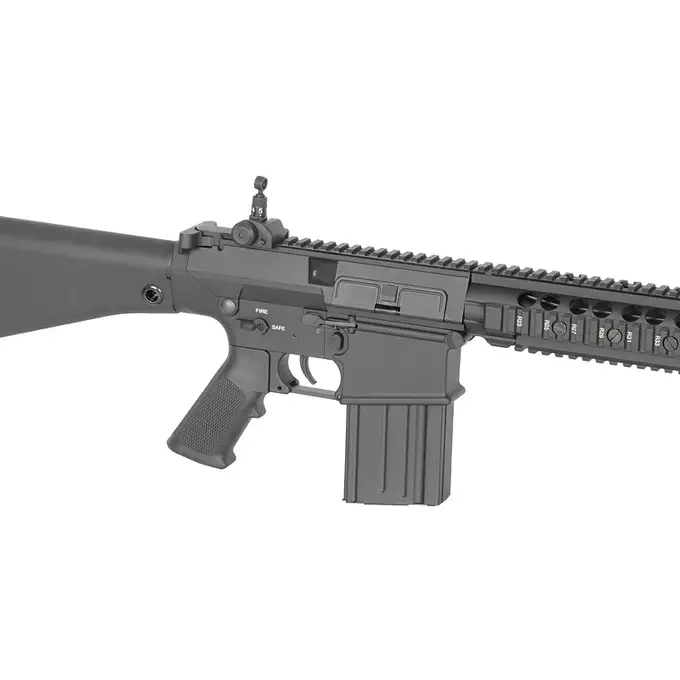 [Zestaw] Replika Airsoftowa EC-901 Edycja Advanced (ulepszony gearbox) - Black [E&amp;C] + Polimerowy magazynek Mid-Cap na 220 kulek do AR-10/SR25 - Black