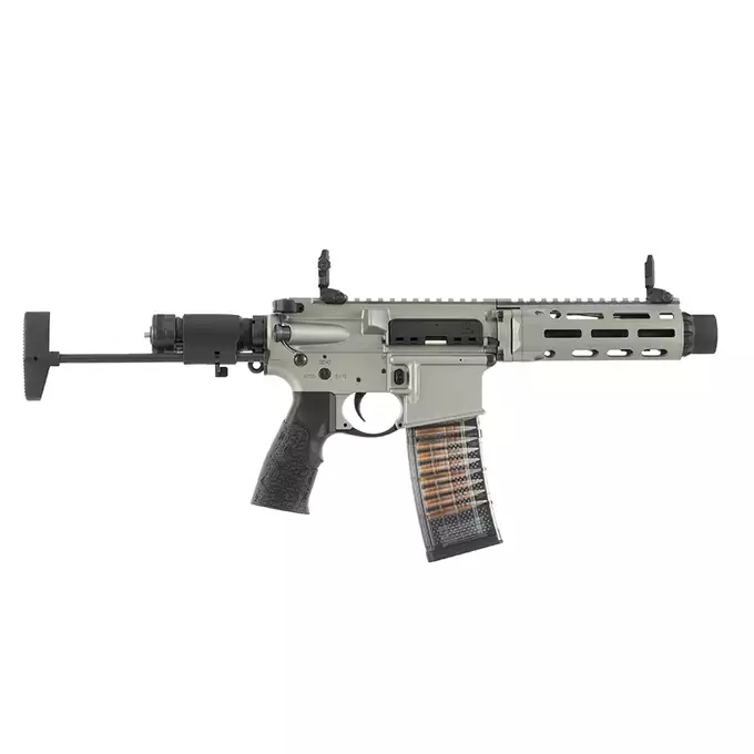 [Zestaw] Gazowa replika Daniel Defense DDM4 CQB PDW - GREY [EMG] + 30-kulkowy gazowy magazynek treningowy Lancer L5AWM .300 BLK - niebieski [EMG]