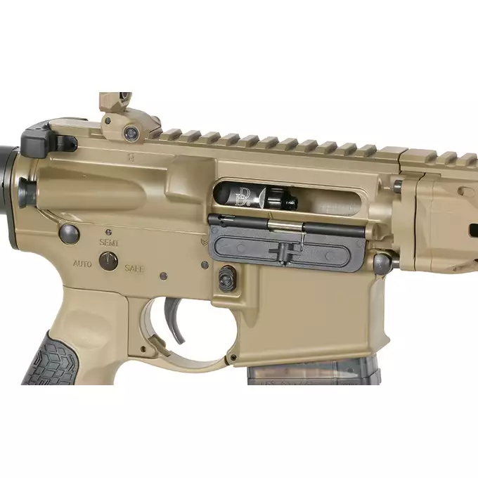 [Zestaw] Replika gazowa karabinka Daniel Defense DDM4PDW - Tan [EMG] + 30-kulkowy gazowy magazynek treningowy Lancer L5AWM .300 BLK - niebieski [EMG]